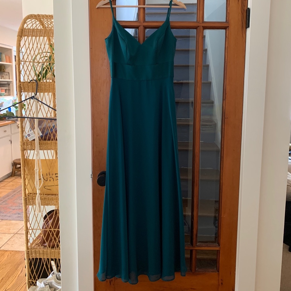 David’s Bridal Long Bridesmaid Dress in Gem
